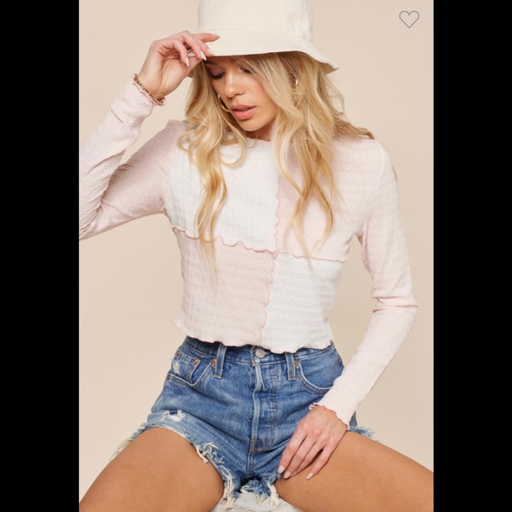 Pink cropped long sleeve shirt